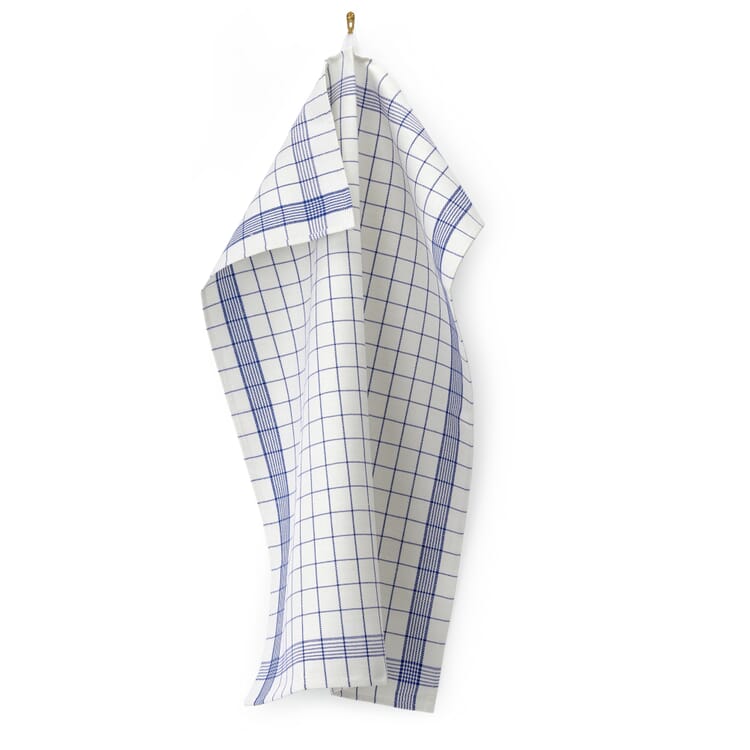 Dry pearl tea towel twisted half linen, White-Blue
