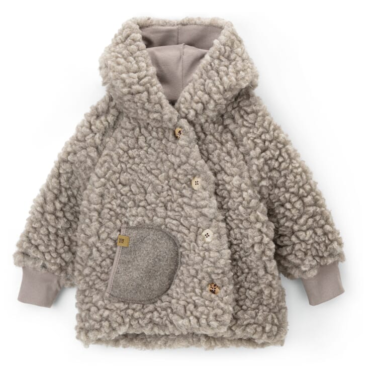 Veste pour enfants en peluche de laine, gris clair