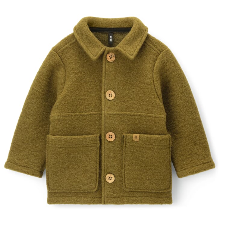 Veste-chemise pour enfants en laine kork, Vert jaune