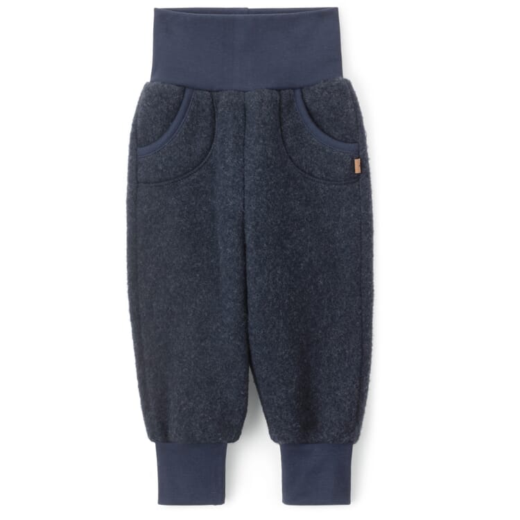 Children's slip-on pants wool fleece, Dark blue