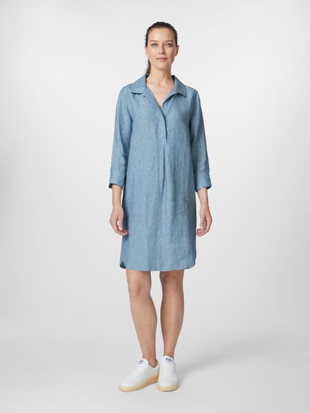 Linen dress Light blue, presented on a model