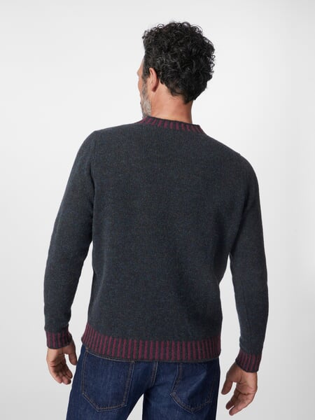 Mens Knit Sweater Black-Red, presented on a model