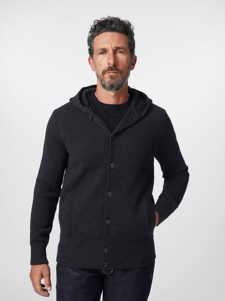 Cardigan à capuche pour homme Gris foncé, présenté sur un modèle