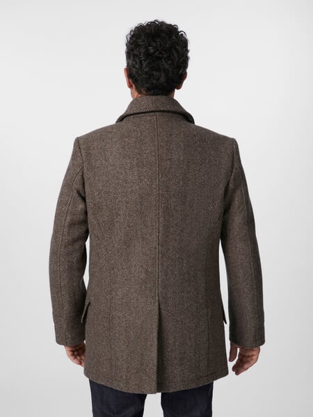 Men jacket double breasted Brown-beige, presented on a model