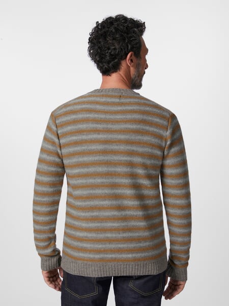 Herren-Strickpullover Natur-Ocker, Tragebild