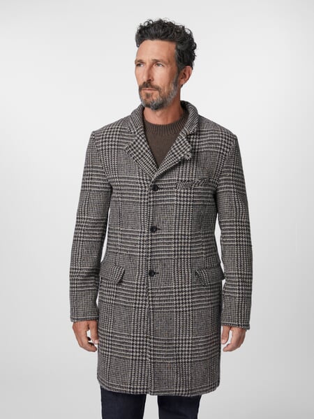 Men's coat patterned Graphite light gray, presented on a model
