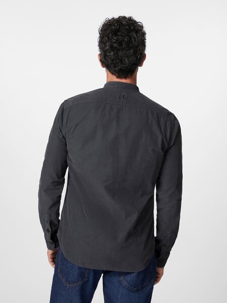 Mens shirt fine corduroy Blue-gray, presented on a model