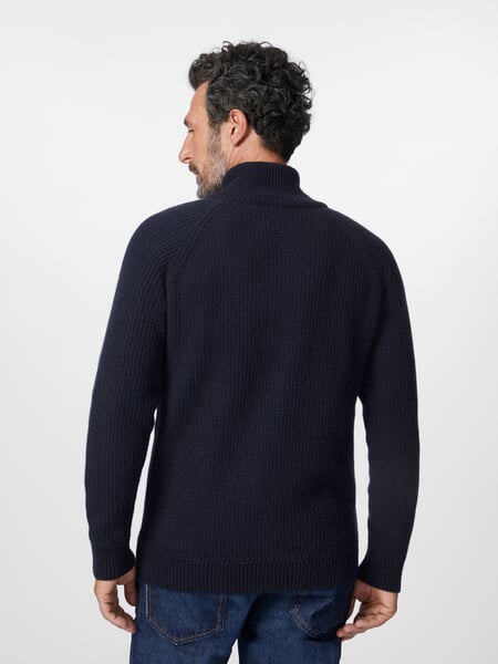 Veste en tricot Zip pour hommes Bleu foncé, présenté sur un modèle