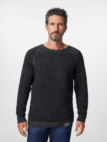 Men's knitted sweater mottled Dark blue, presented on a model
