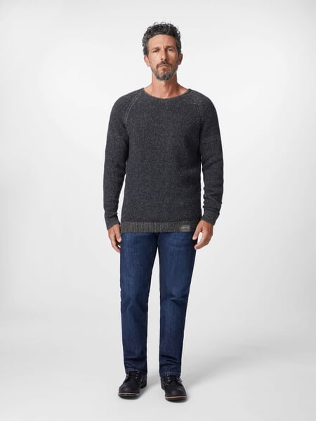 Men's knitted sweater mottled Dark blue, presented on a model