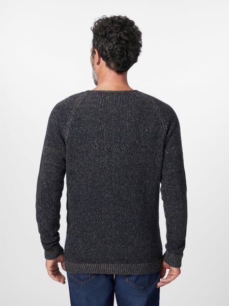 Men's knitted sweater mottled Dark blue, presented on a model
