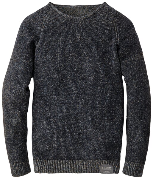 Men's knitted sweater mottled Dark blue