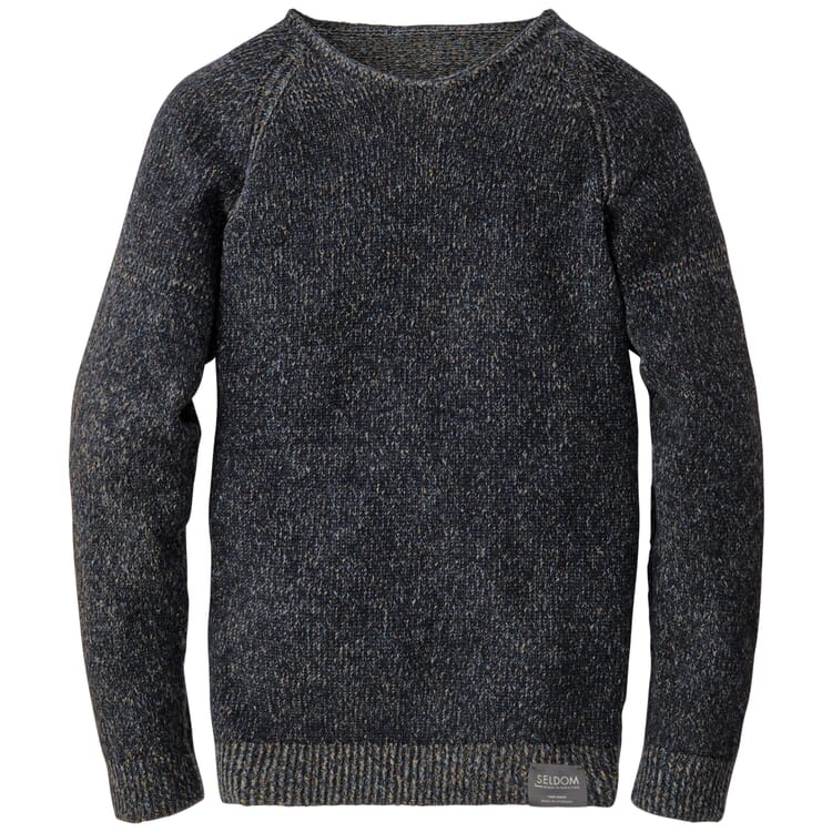 Men's knitted sweater mottled, Dark blue