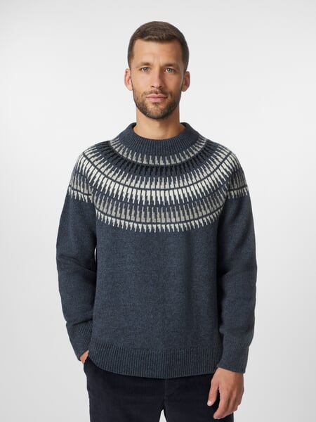 Herentrui met ronde hals Blauw-grijs, gepresenteerd op een model