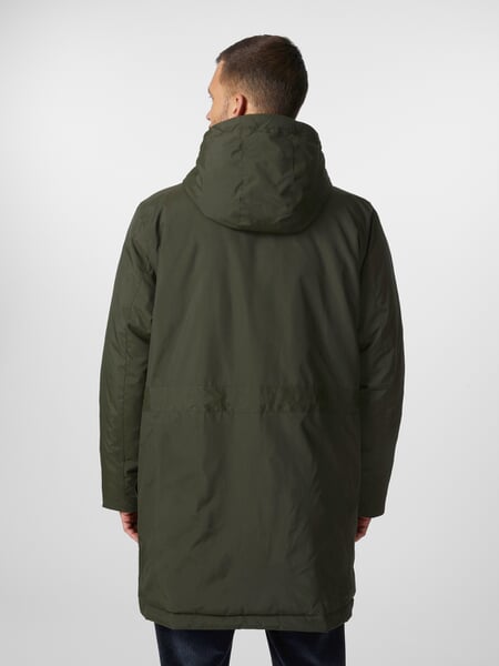 Frakke med hætte til mænd Dark green, præsenteret på en model