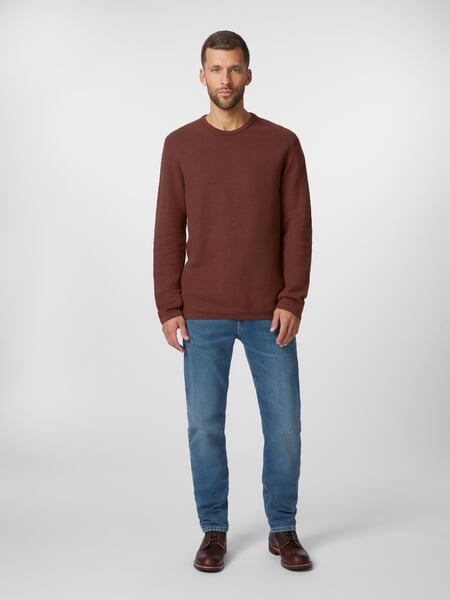Herren-Strickpullover Baumwolle Rotbraun, Tragebild