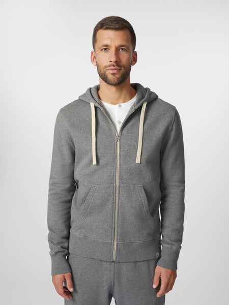 Heren capuchonjas Grijs melange, gepresenteerd op een model