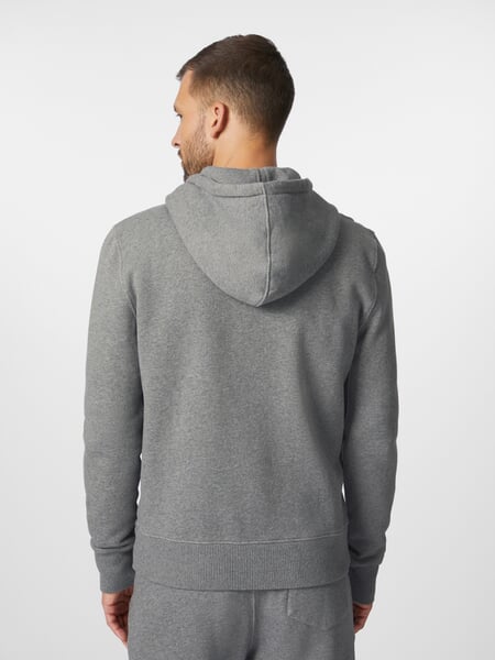 Heren capuchonjas Grijs melange, gepresenteerd op een model