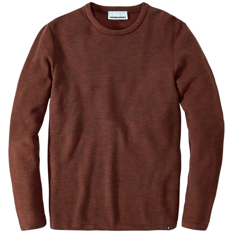 Pull-over en tricot de coton pour homme, Marron rouge