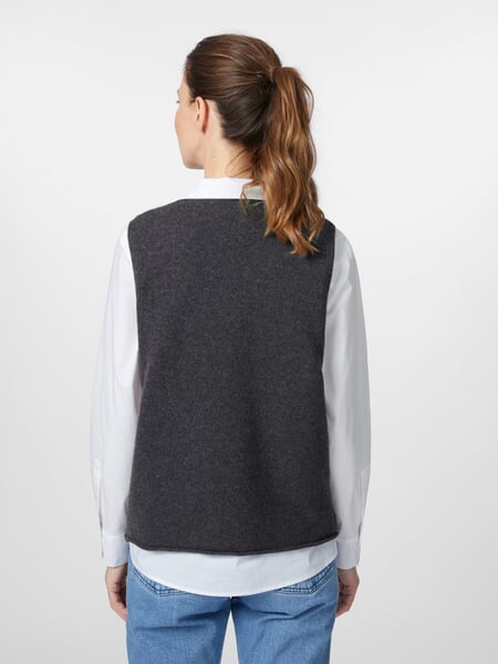 Dames-gebreide vestjes Grijs, gepresenteerd op een model