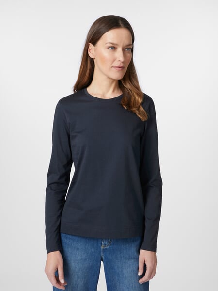 Maglietta da donna a maniche lunghe Blu scuro, Tragebild