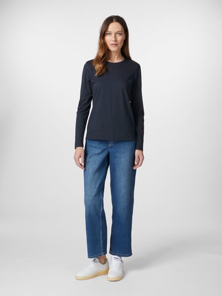 Damen-Langarmshirt Dunkelblau, Tragebild