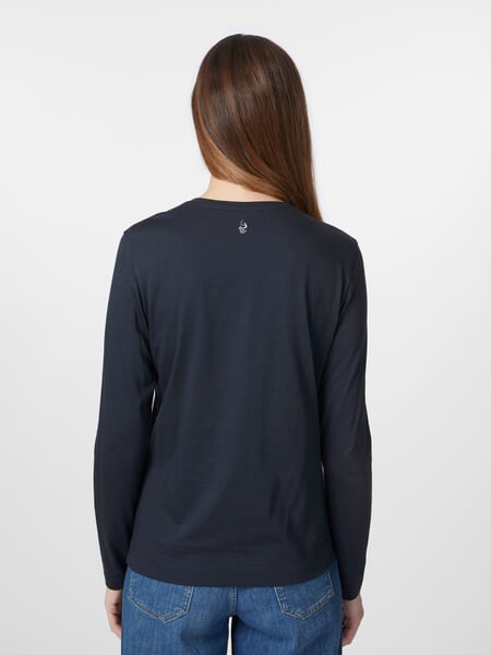 Damen-Langarmshirt Dunkelblau, Tragebild