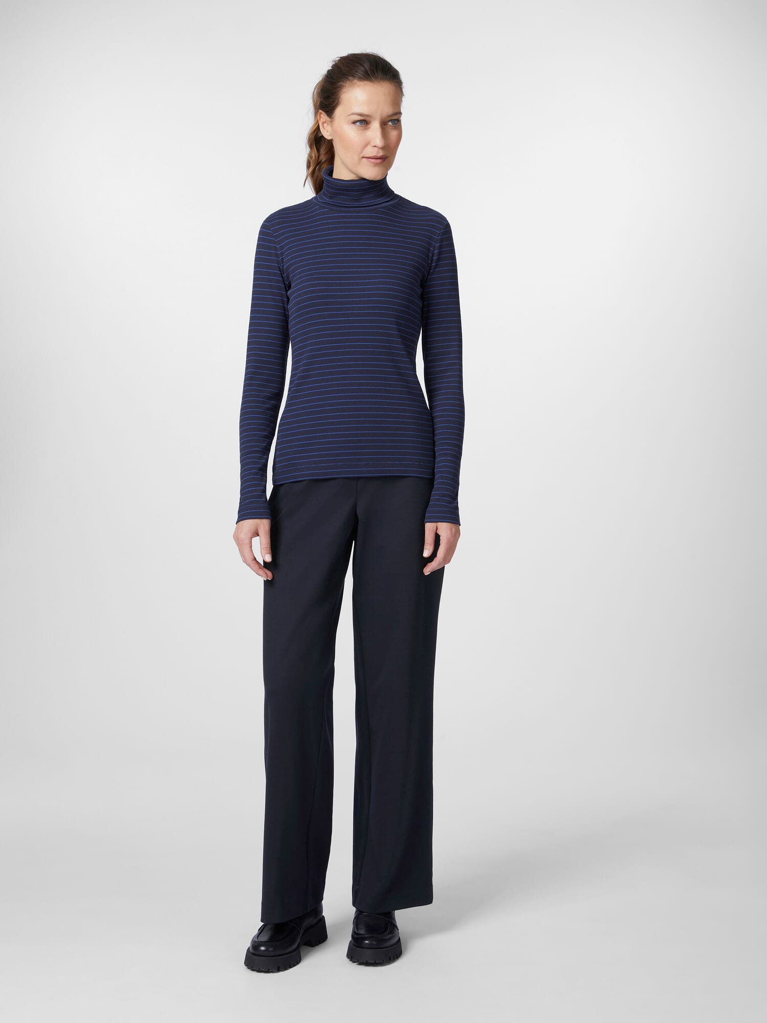 Ladies' turtleneck shirt, Dark blue-azure blue | Manufactum