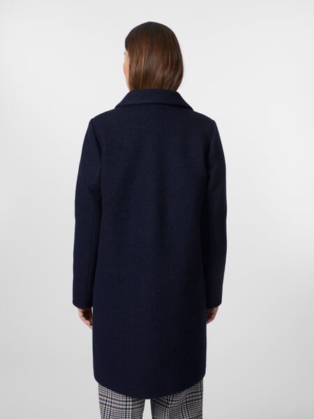 Manteau en laine foulée pour femme Bleu foncé, présenté sur un modèle