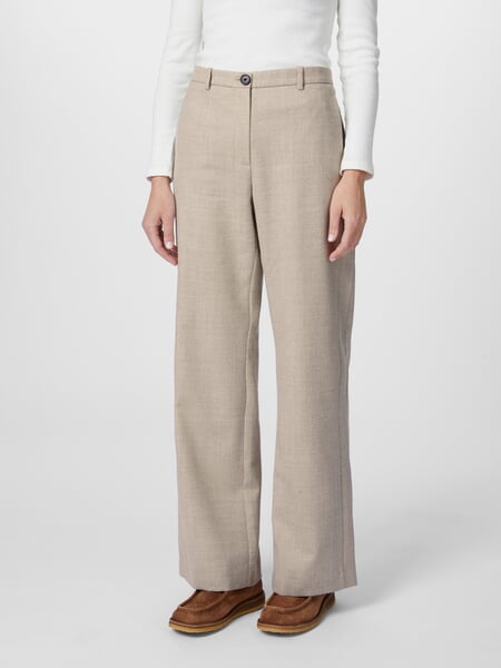 Women’s Wool Marlene Pants natural melange, presented on a model