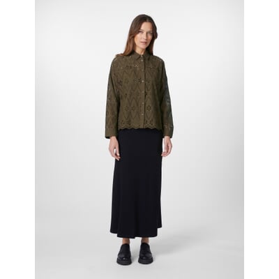 Blouse Kant Patchwork Korte Mouw
