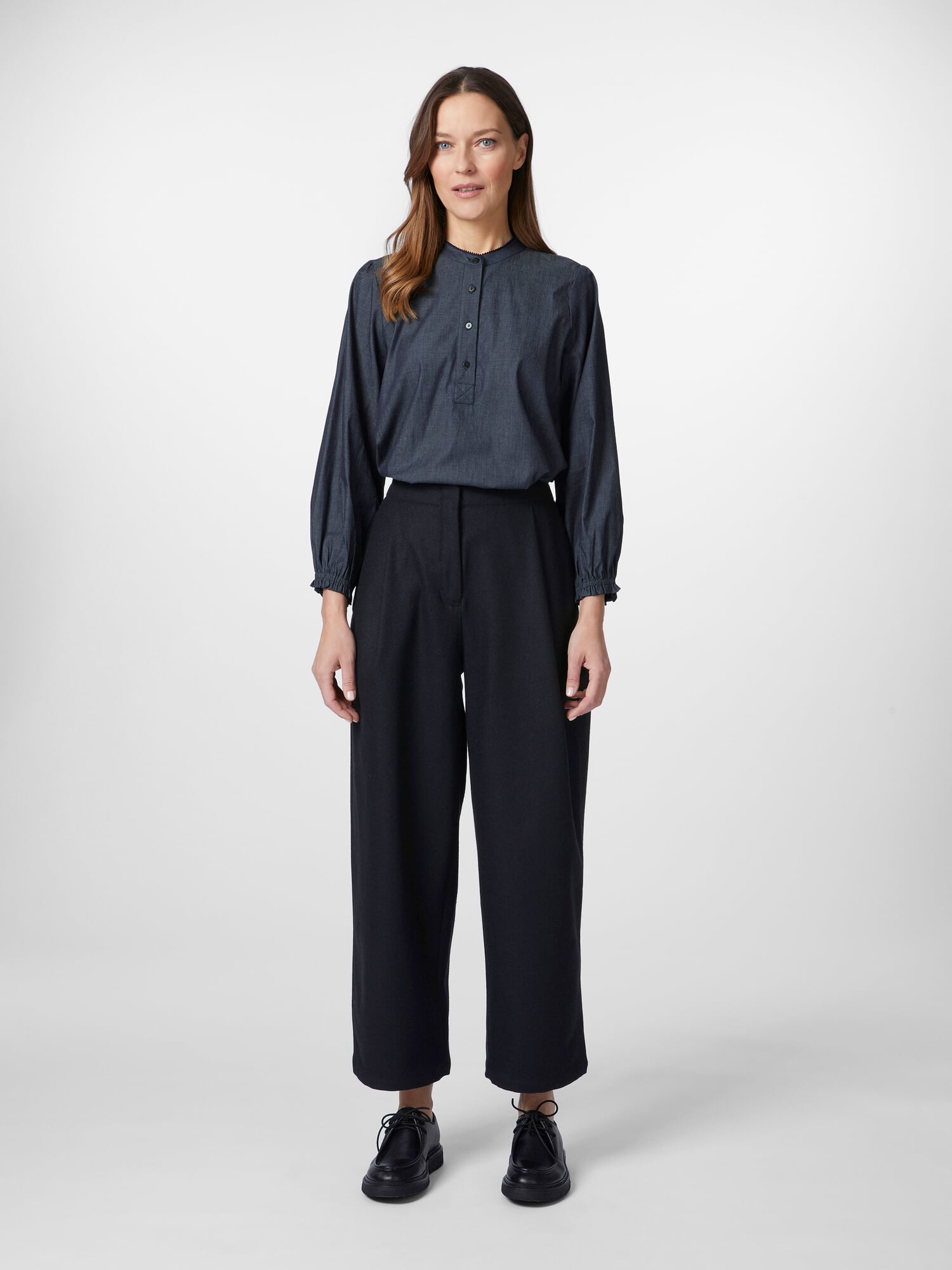 Women's wool trousers, Black-blue | Manufactum