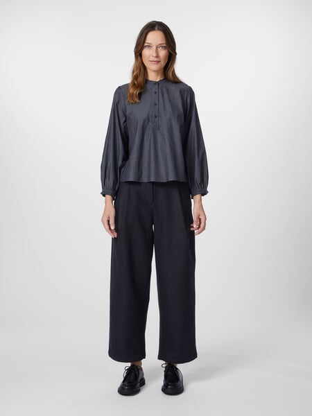 Blusa de chambray para mujer Azul, Tragebild