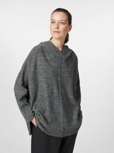 Ladies knitted hoodie Graymelted, presented on a model