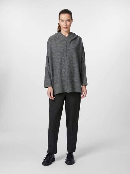 Ladies knitted hoodie Graymelted, presented on a model