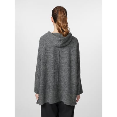 Damen-Strick-Hoodie, Graumeliert Manufactum