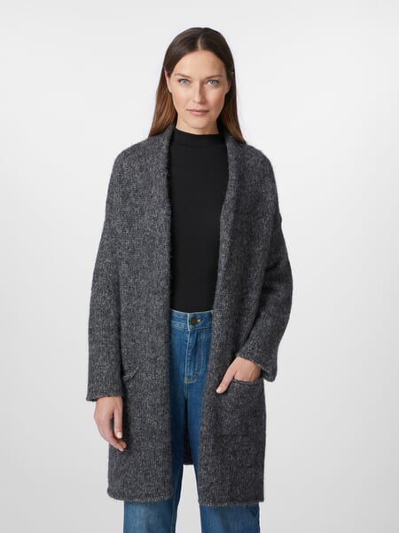Chaleco largo de punto para mujer Antracita, Tragebild