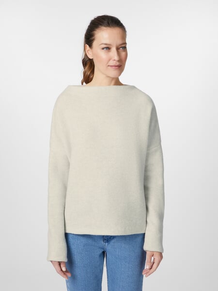 Women’s Knit Sweater Ecru, presented on a model