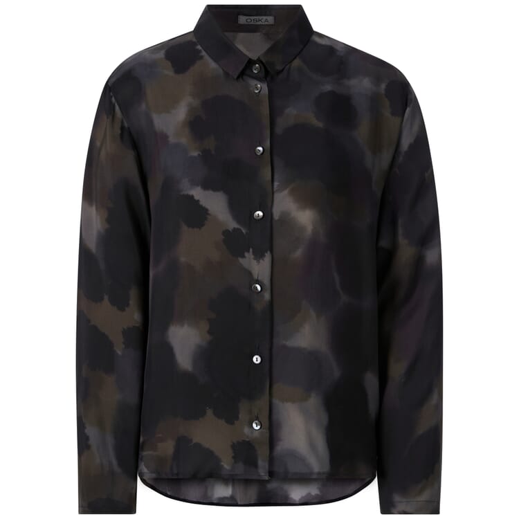 Damebluse i akvarel-look, Grøn-sort