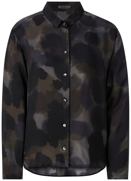 Damebluse med akvarellook Grøn-sort