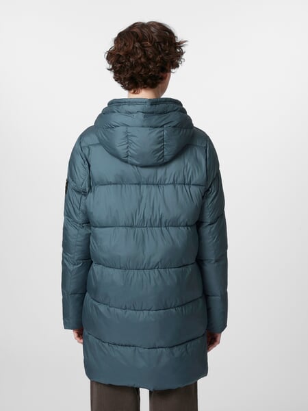 Damen-Steppjacke lang Petrol, Tragebild