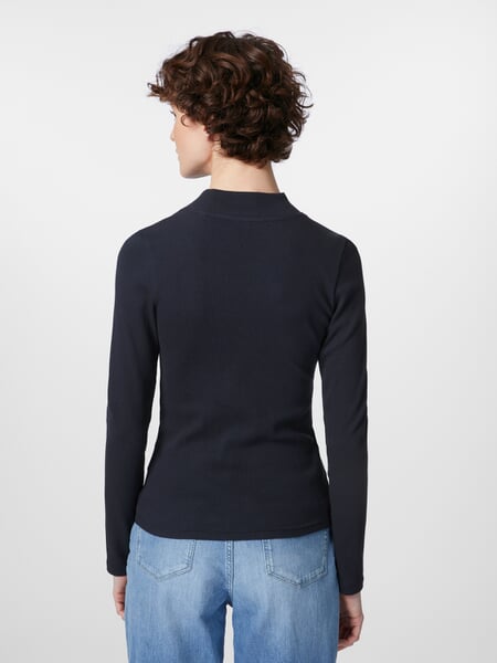 Maglia a costine da donna a manica lunga Blu scuro, Tragebild