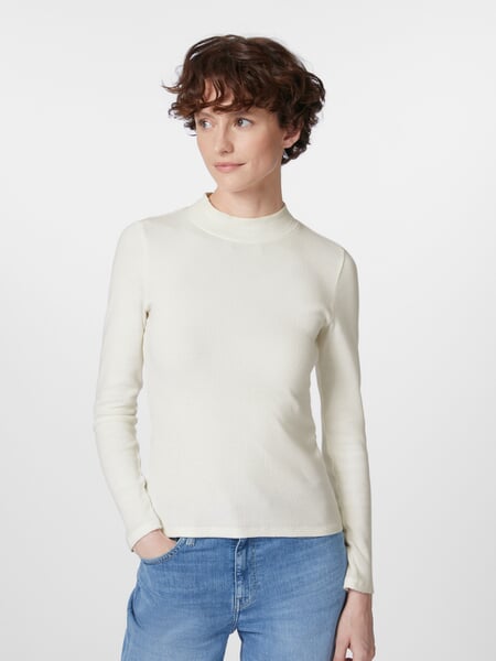 Maglia a costine da donna a manica lunga Bianco, Tragebild