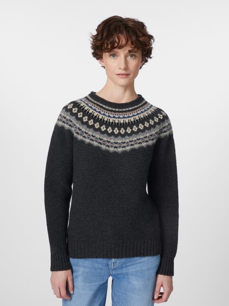 Women’s Sweater with Yoke Anthracite, presented on a model
