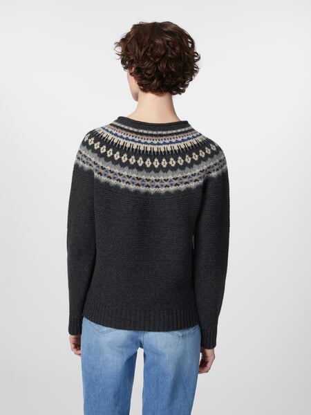 Women’s Sweater with Yoke Anthracite, presented on a model