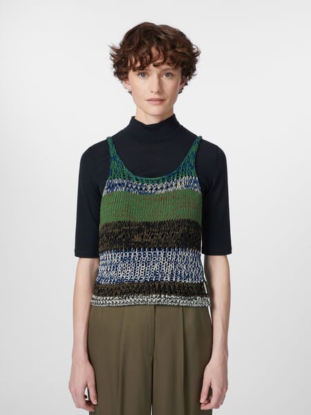 Ladies knitted sweater Multicolor, presented on a model