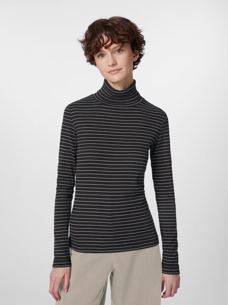 Maglia a collo alto da donna Nero-Naturale, Tragebild