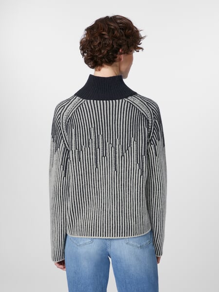 Jersey con textura para mujer Azul oscuro y crema, Tragebild