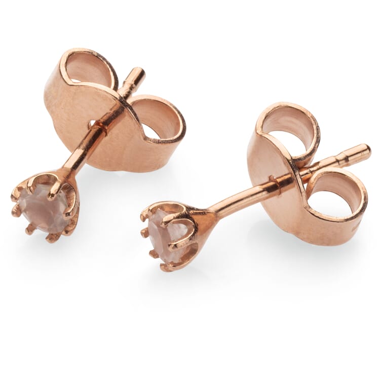 Stud earrings rose quartz plated, rose gold