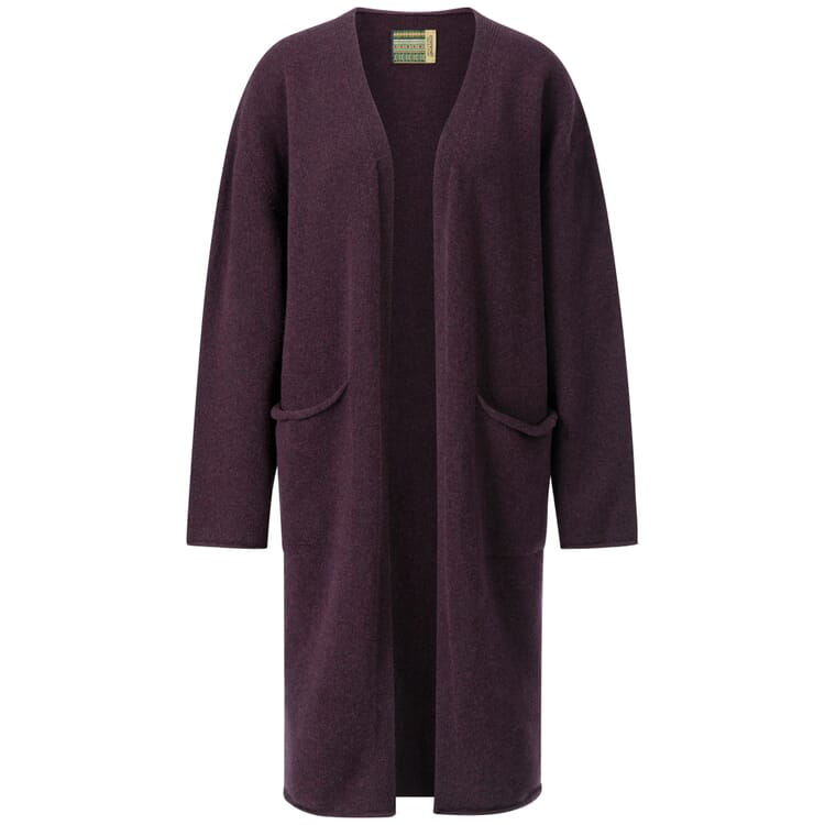 Lang cardigan til damer, Aubergine